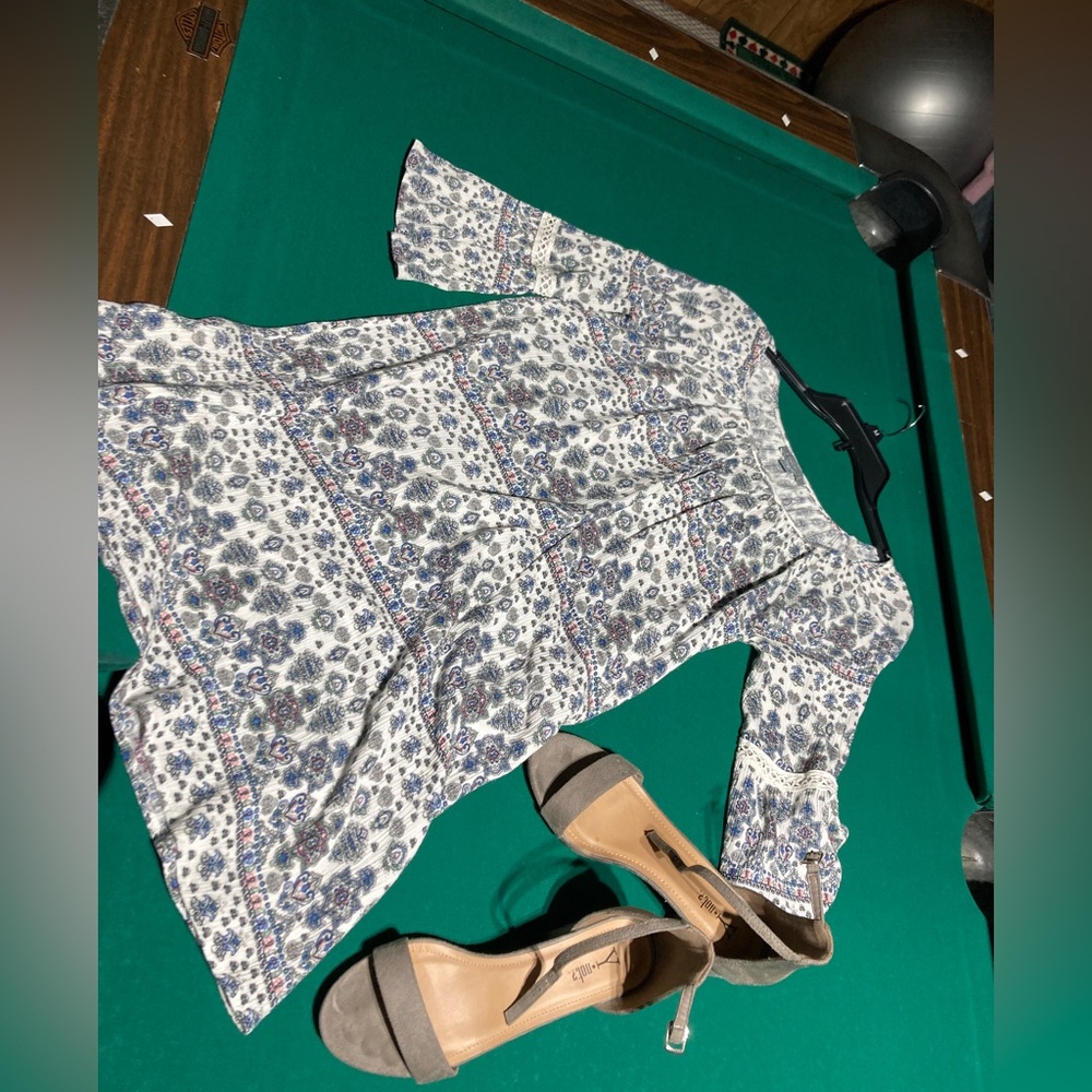 Bundle. Dress & sandals.  Dress lands just above knees.  Dress medium. Shoes 8.